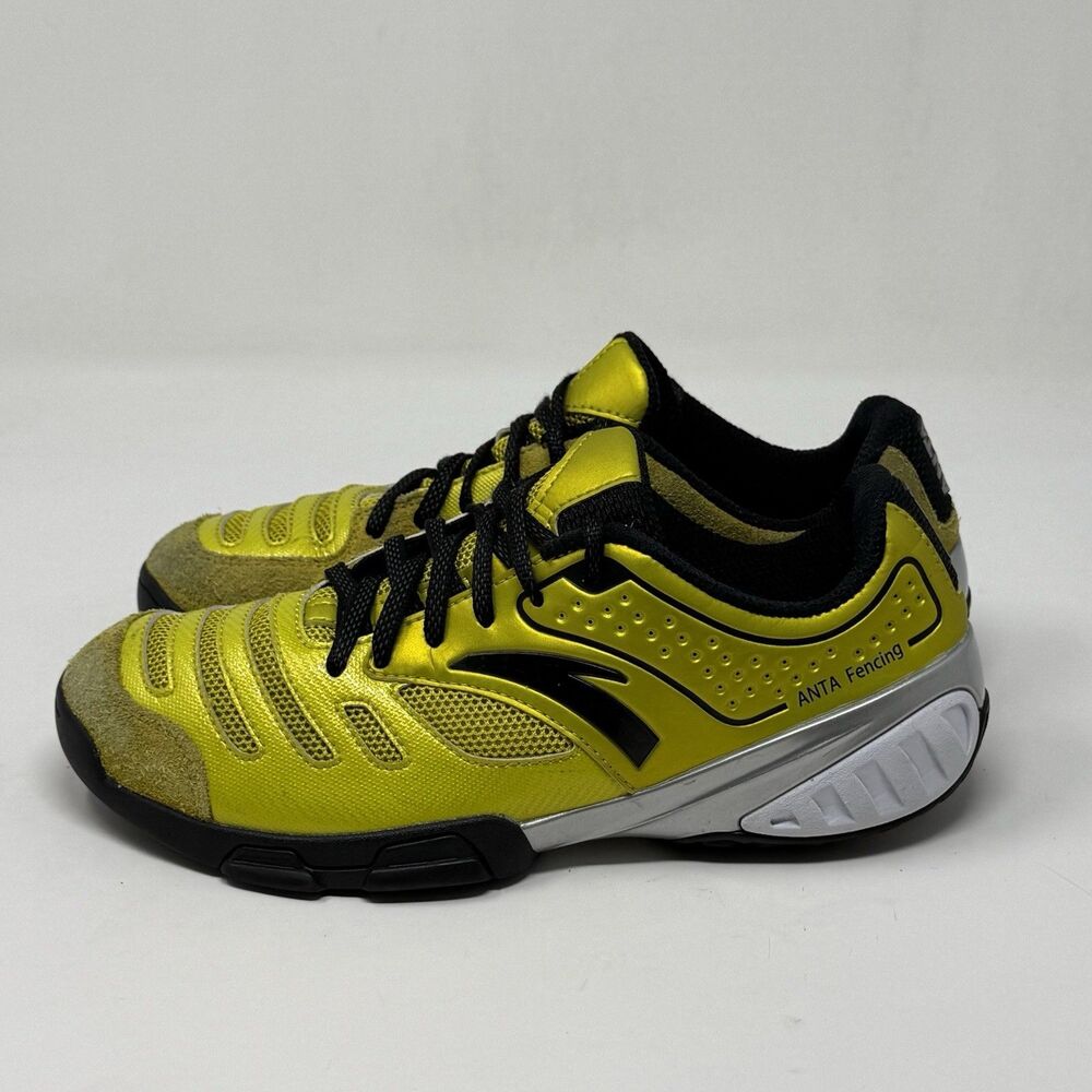 Anta Fencing Shoes Mens 6.5 Yellow Suede Mesh Professional Lightweight - Picture 2 of 16